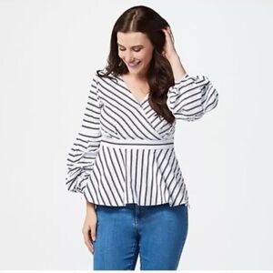 Du Jour Plus Size Striped Woven Blouse Top Women's Size 18w EUC